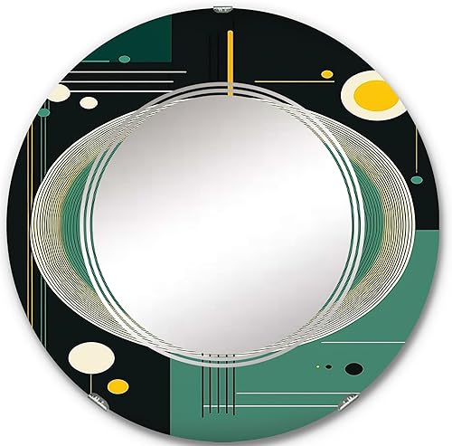 Miniatura 10 de Mid-Century Retro Dimensions IV espejo de tocador, espejos de baño, espejos de pared para sala de estar, dormitorio, espejo redondo, grande, 24 x 24
