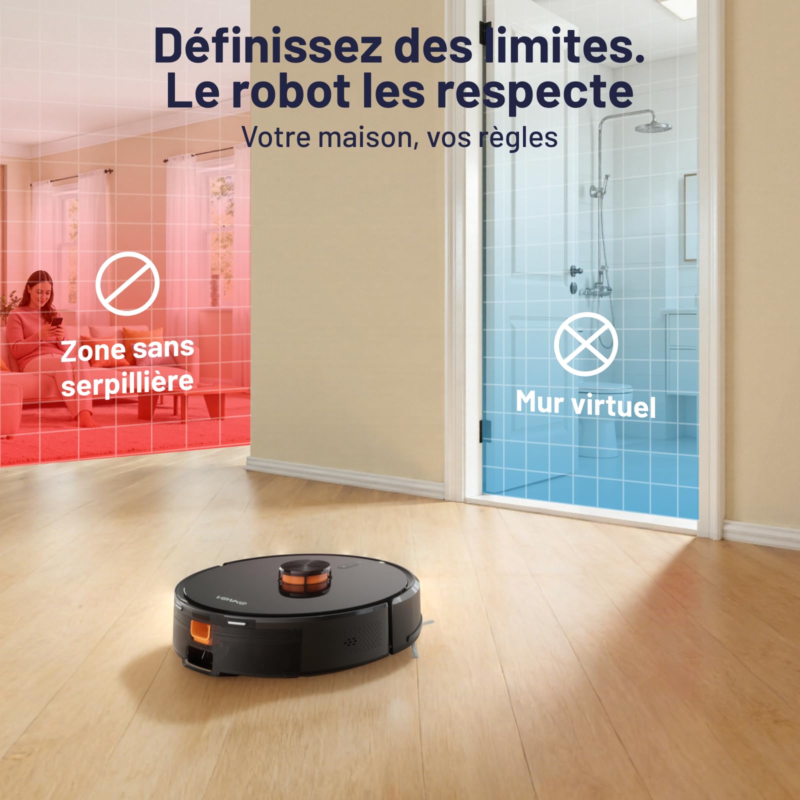 VONKO Robot aspirador S6 Pro con función de limpieza y estación de extracción, 6000 Pa extrema potencia de succión, navegación LiDAR 2.0, tiempo de funcionamiento de 180 minutos, aspiradora robot para