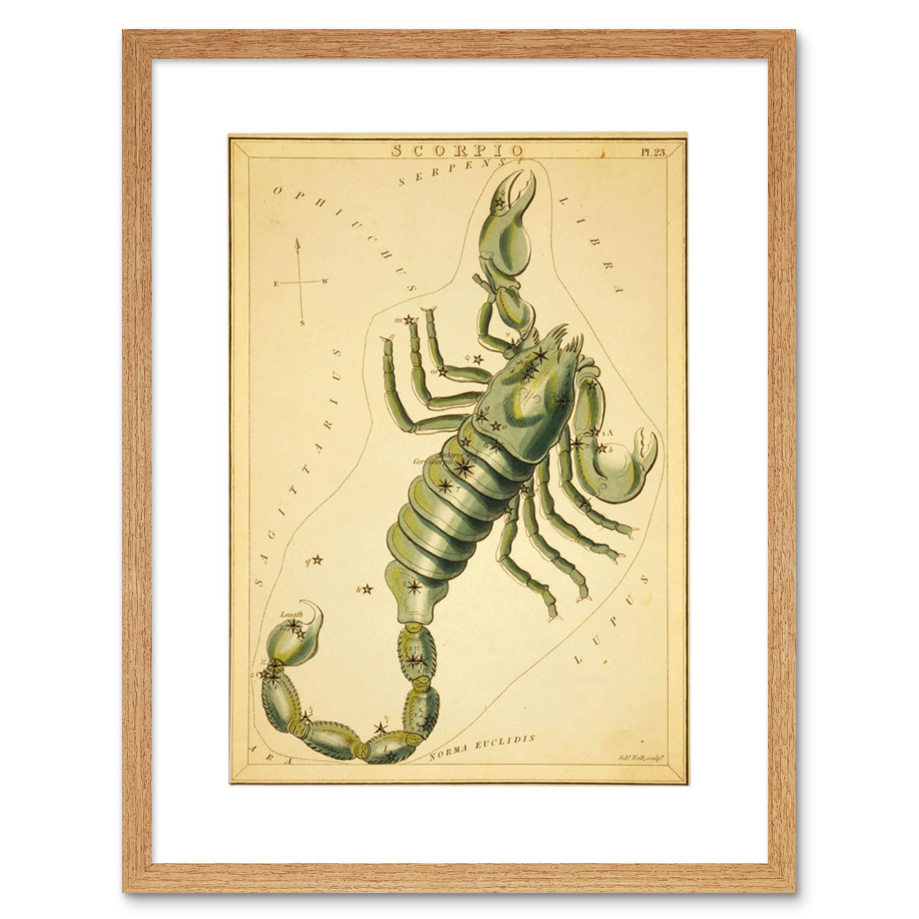 Wee Blue Coo Drawing Star Map Scorpio Scorpion Constellation Picture Framed Wall Art Print