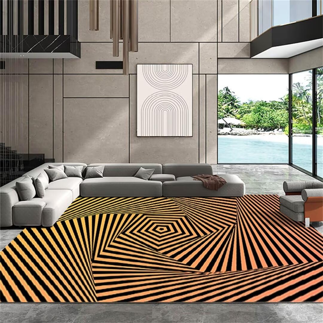 Tapis lavable à rayures 3D antidérapant résistant pour chambre