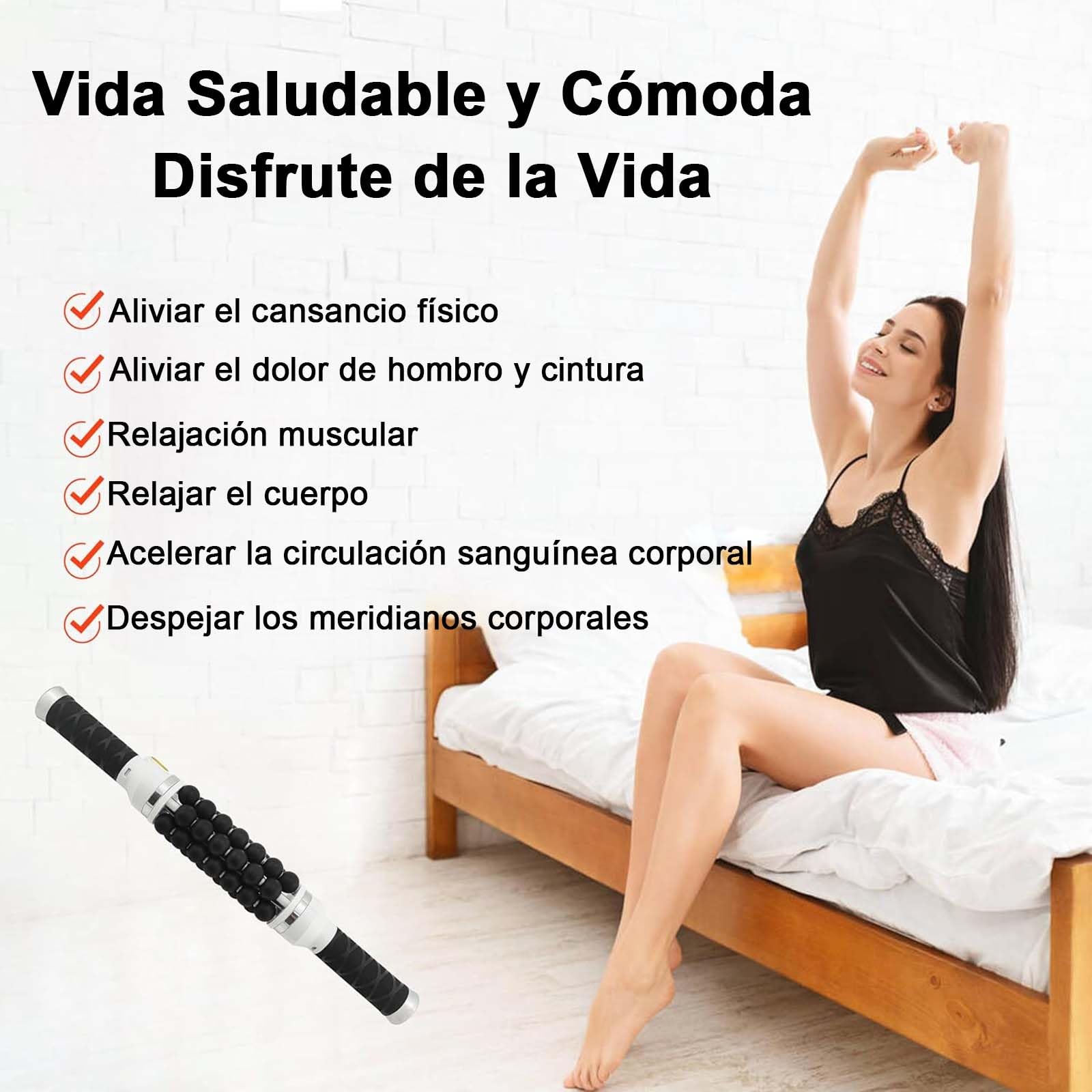 Máquina rodante de microvibración, masajeador corporal portátil, cuidado de la salud, calma el dolor de hombros y cuello, uso doméstico, Elizia ETCRO02 (plateado)