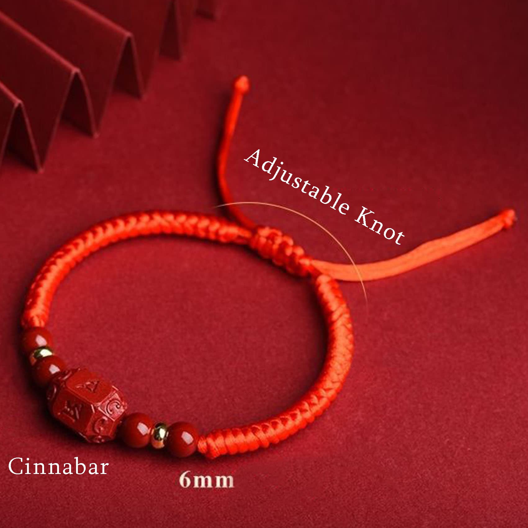 Feng Shui Pixiu Pulsera Pulsera de hilo rojo Pulsera de cristal de cinabrio natural Pulsera de dijes de hebilla de armonía for mujeres Hombres Pulsera de dragón auspicioso Amuleto de riqueza, Pixiu Ci