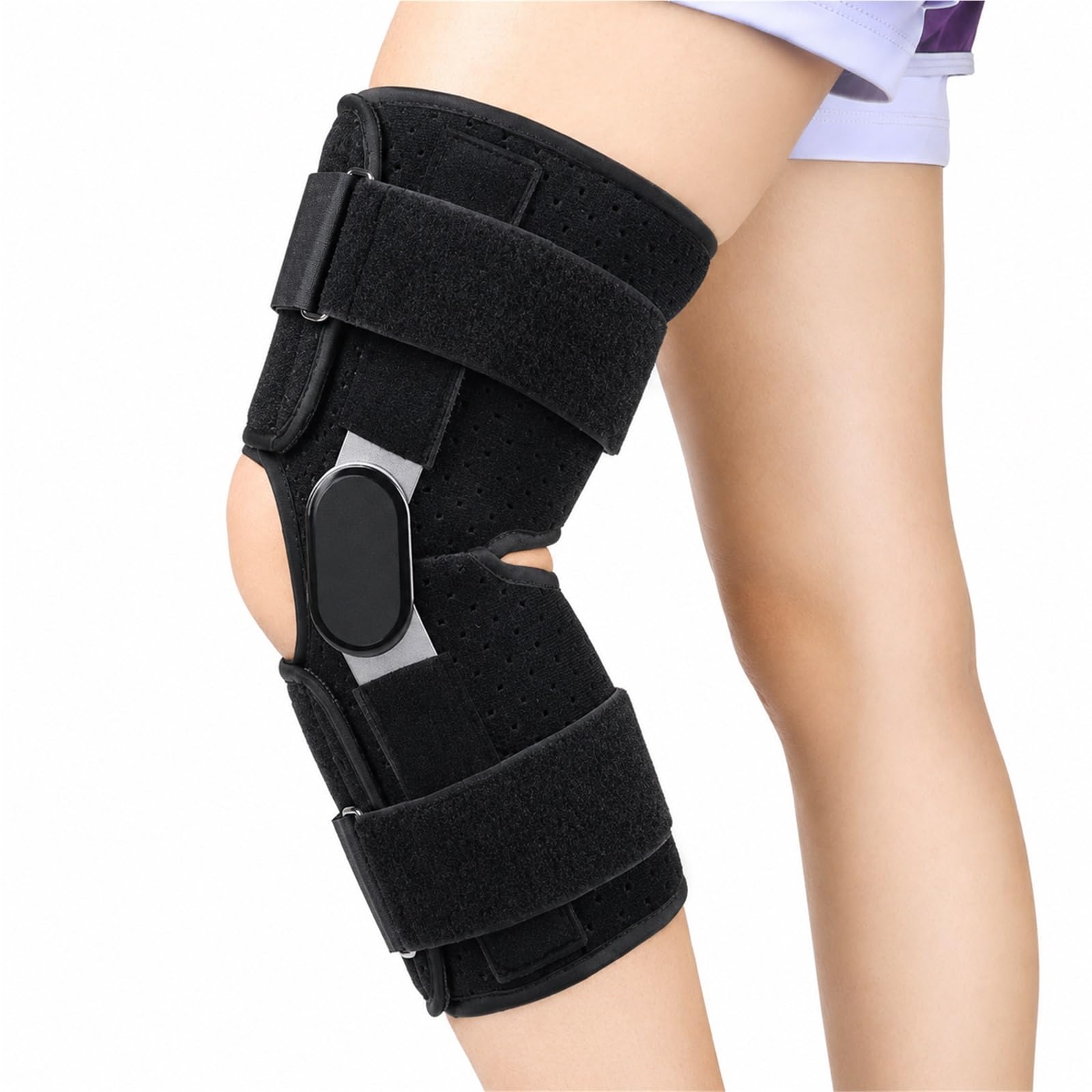 Kniebandage mit Gelenkschienen für Damen Herren bei Meniskusriss Arthritis Schmerzlinderung Kniegelenk Stabilisator Orthese Sport Laufen Wandern Basketball(S)