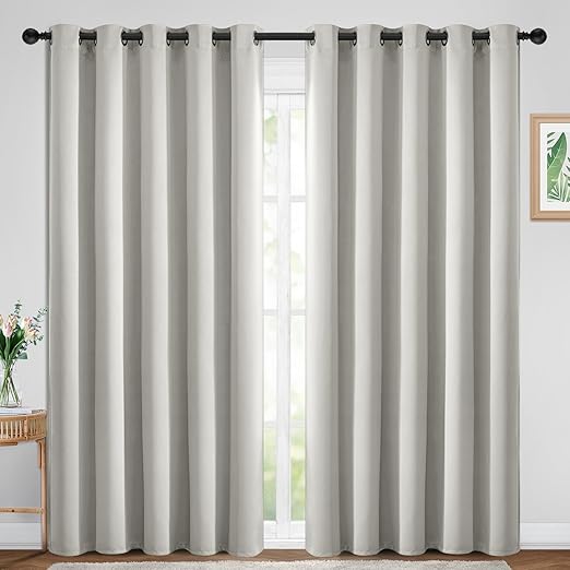Yakamok Blackout Curtains Room Darkening Thermal Insulated Window Panels,Solid Grommet Top Drapes for Bedroom/Living Room(70Wx84L, Light Beige, 2 Panels)