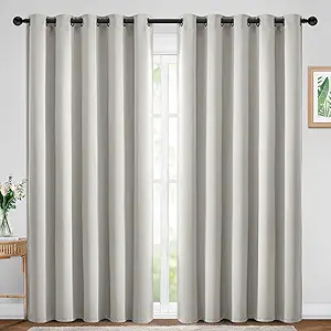 Yakamok Blackout Curtains Room Darkening Thermal Insulated Window Panels,Solid Grommet Top Drapes for Bedroom/Living Room(70Wx84L, Light Beige, 2 Panels)