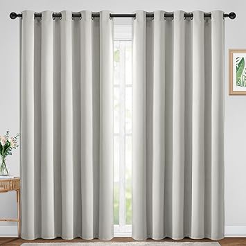 Yakamok Blackout Curtains Room Darkening Thermal Insulated Window Panels,Solid Grommet Top Drapes for Bedroom/Living Room(70Wx84L, Light Beige, 2 Panels)