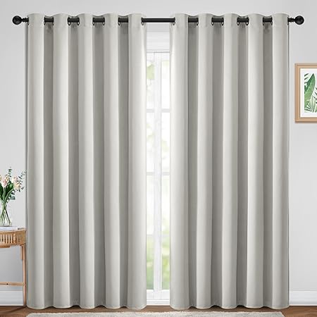 Yakamok Blackout Curtains Room Darkening Thermal Insulated Window Panels,Solid Grommet Top Drapes for Bedroom/Living Room(70Wx84L, Light Beige, 2 Panels)