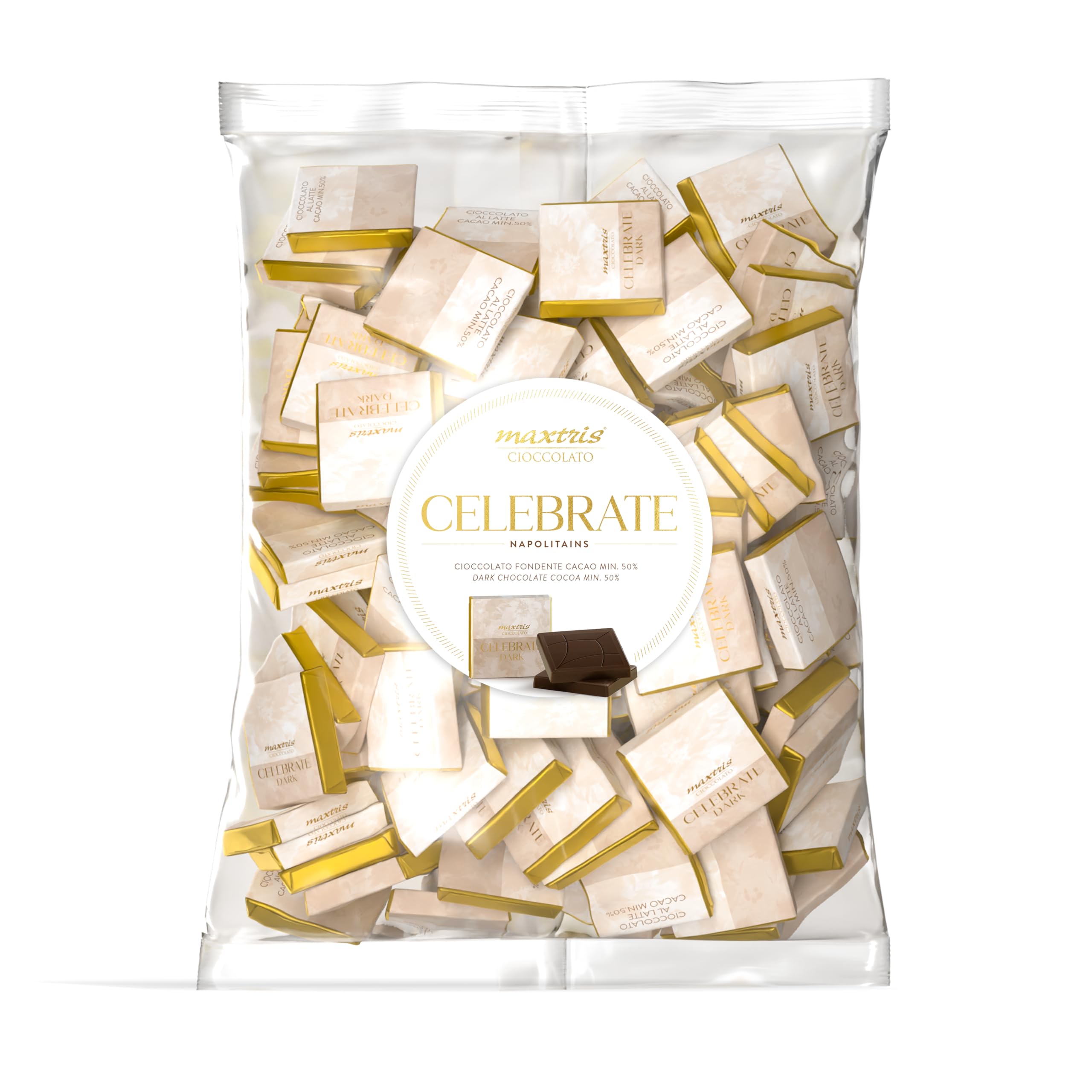 Confetti Maxtris - Maxtris Cioccolatini CELEBRATE DARK con cioccolato fondente, Avorio, busta 1 kg