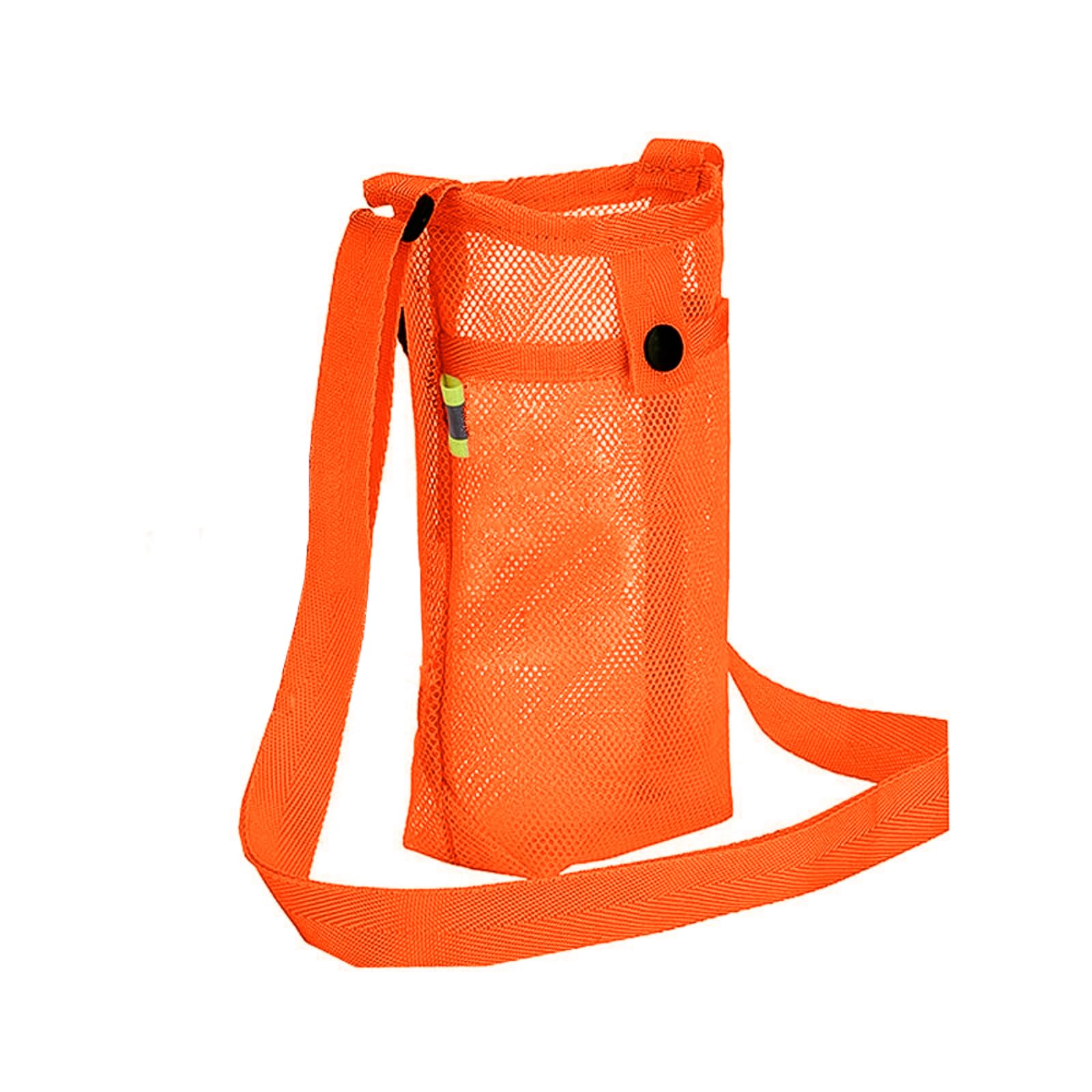 FUZVOL Water Bottle Carrier Water Bottle Holder with Adjustable Shoulder Hand Strap Portable Durable Water Bottle Bag for Adults Kids Walking Hiking Camping Travelling Exercise (Orange)