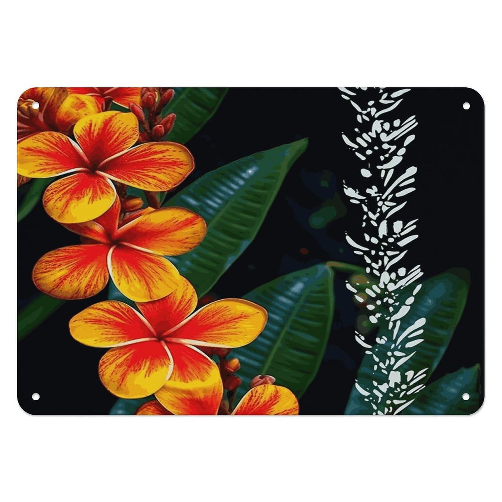 Fodpand Style Eye-Catching Hawaiian Flowers Retro Vintage Metal Tin Sign,Wall Art Decor Garden Plaque Poster For Bedrooms Yard Bars Pubs Patios Porches 7.9X5.5 Inch