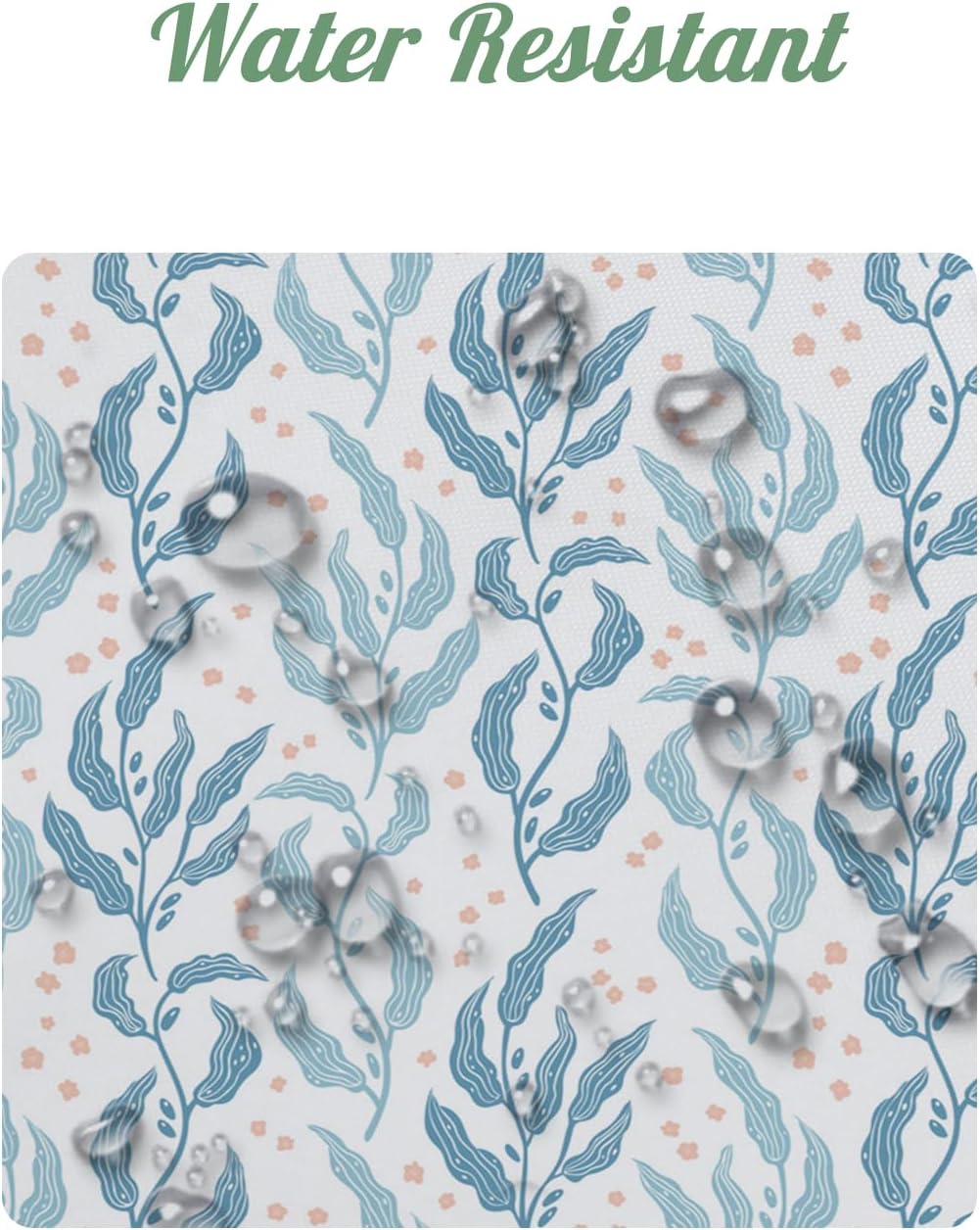 71x71 Inch Without Hook Leaves Shower Curtain and Liner Set Floral Leaf Light Blue Vertical Botanical Snap in Shower Curtains for Bathroom Scenery Country Rural Farmhouse Bathroom Set