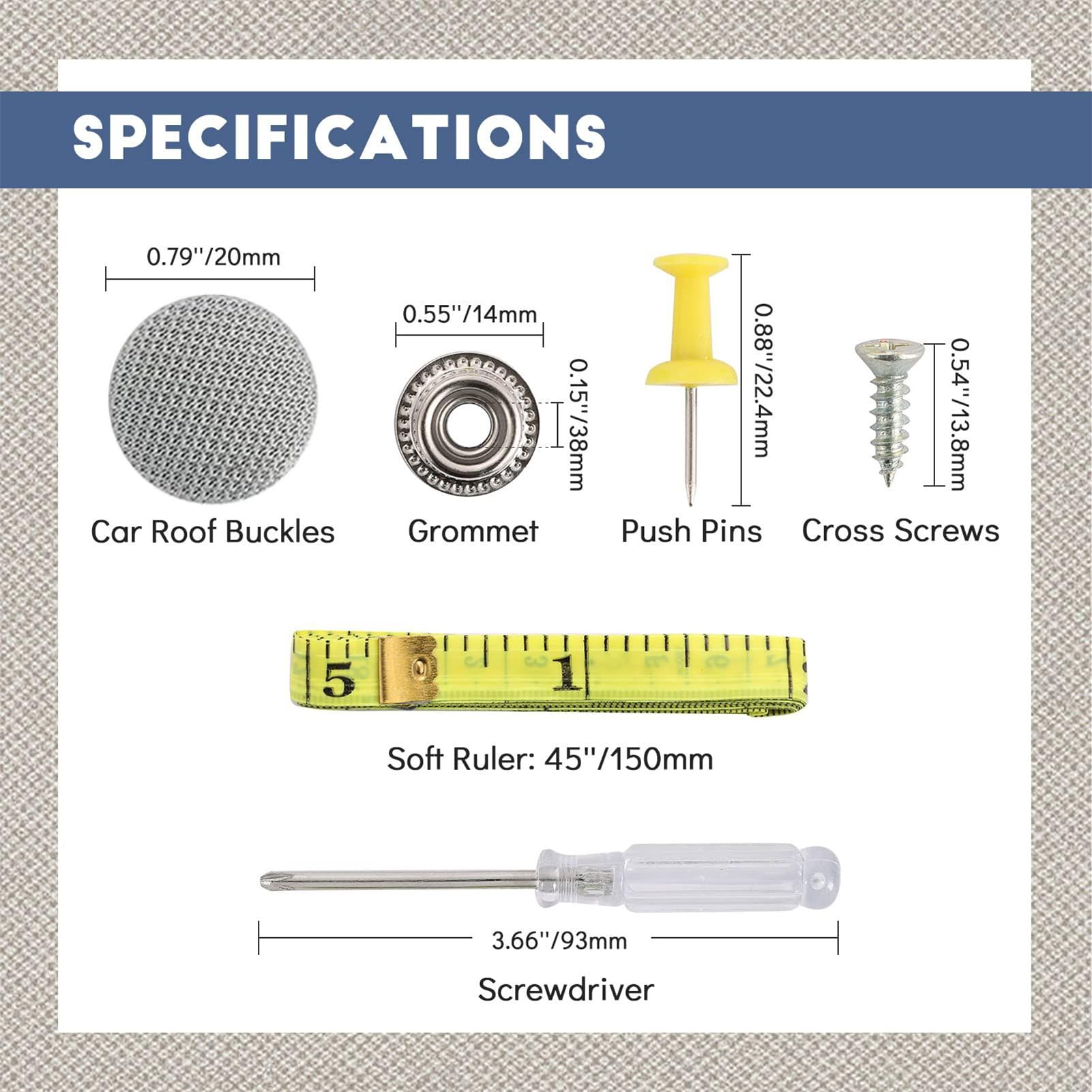 Kit Riparazione Cielo Auto,Bottoni Rivetti per Auto | Fibbia Fissaggio Con Strumento Installazione Per Furgone Tetto Apribile