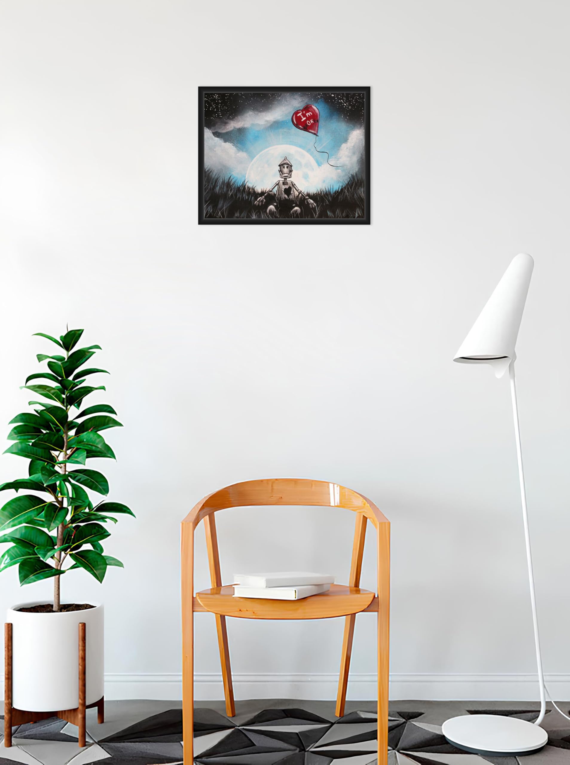 BUY ART FOR LESS Offiziell lizenziertes Tin Man I'm Br'OK'en Original-Kunstwerk von Ed Capeau – gerahmtes Kunstposter – 30,5 x 40,6 cm – Holzrahmen mit Plexiglas – fertig zum Aufhängen