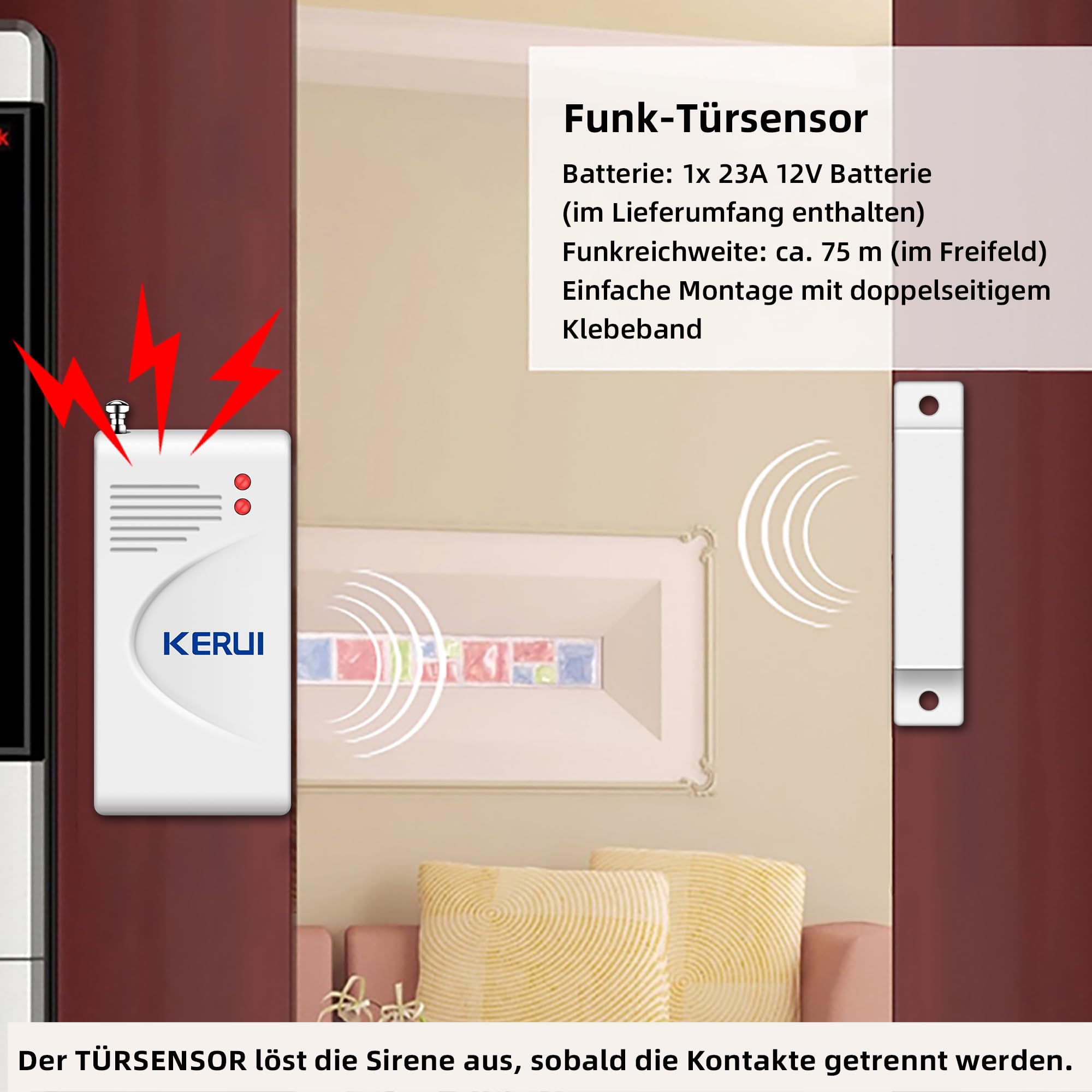 Alarmanlage Haus 11 Teiliges Set, Wohnung und Garage, 115 dB Sirene wetterfeste Sirene für den Innen und Außenbereich mit Fernbedienung und Türkontaktsensor, mit Bewegungssensor