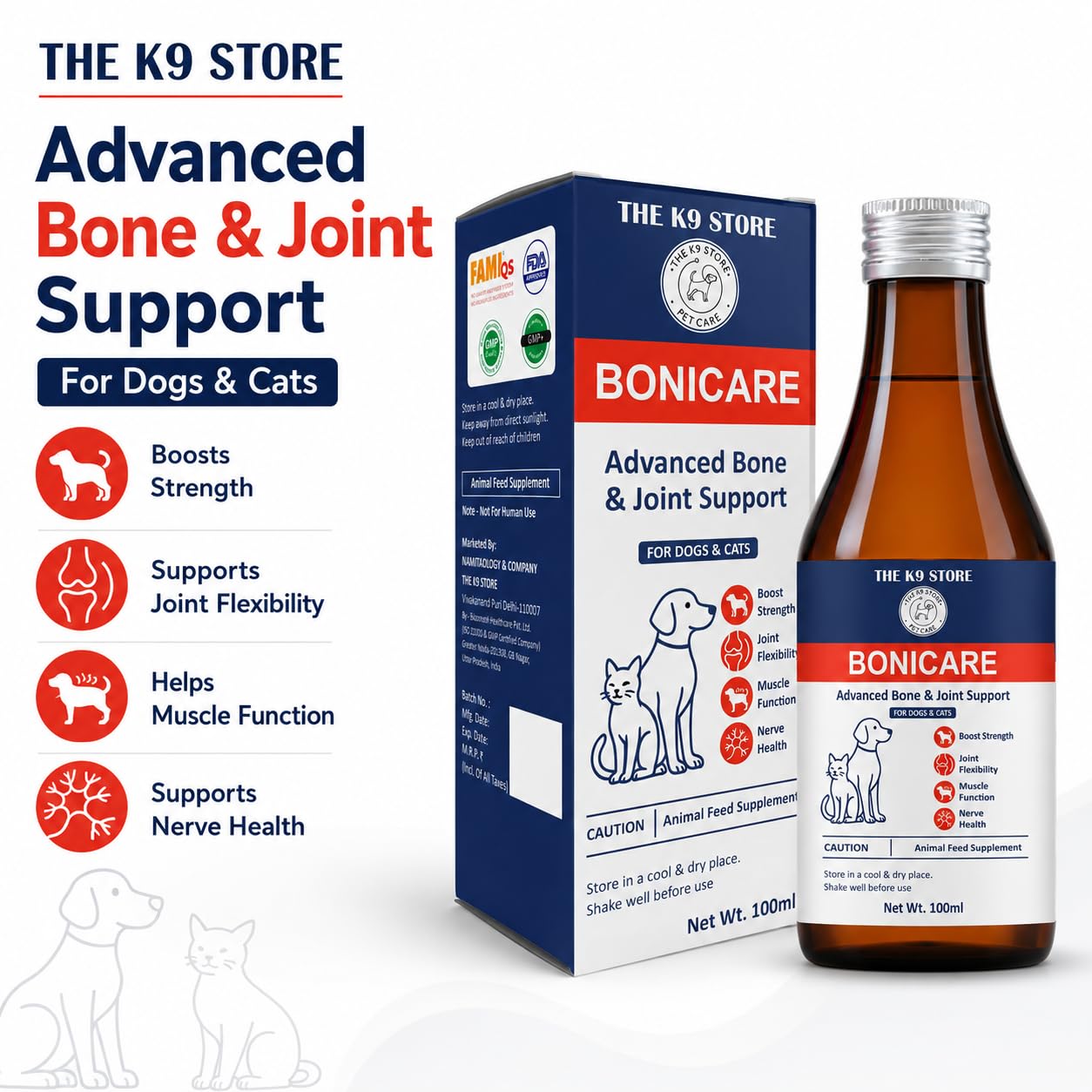 Bonicare Calcium Supplement for Dogs & Cats | Bone & Joint Support Syrup with Vitamins A, D3, B12 & Manganese | Supports Healthy Growth, Mobility, Muscle & Overall Pet Wellness | 100 ML — Amazon image 2