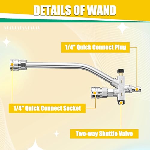 Miniatura 9 de JOEJET Pistola de lavado a presión con mini cañón de espuma con conector doble, pistola rociadora de interruptor de doble propósito con 5 puntas