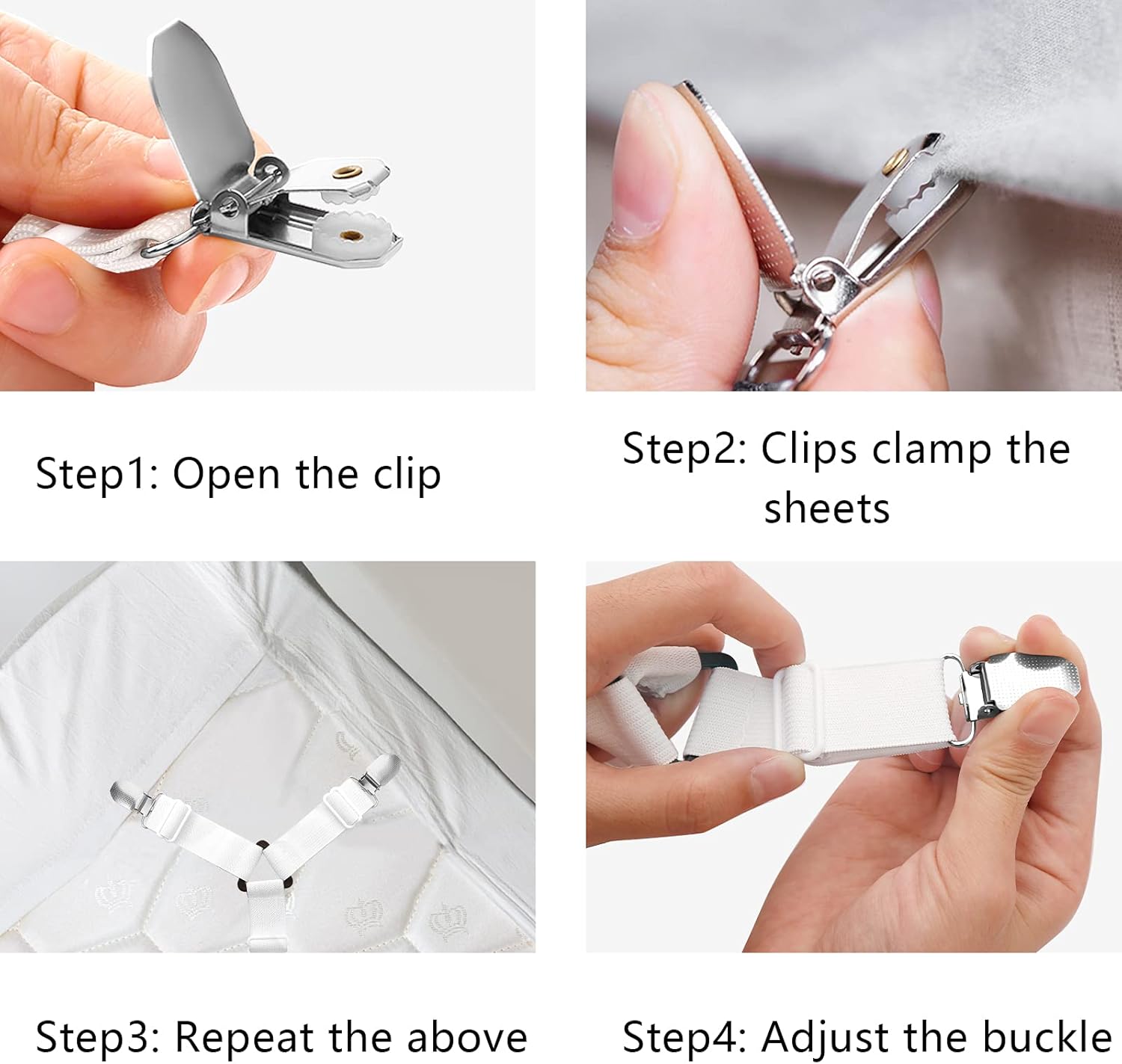 Suke Bed Sheet Fasteners, 2pcs Adjustable Elastic Bed Sheet Holder