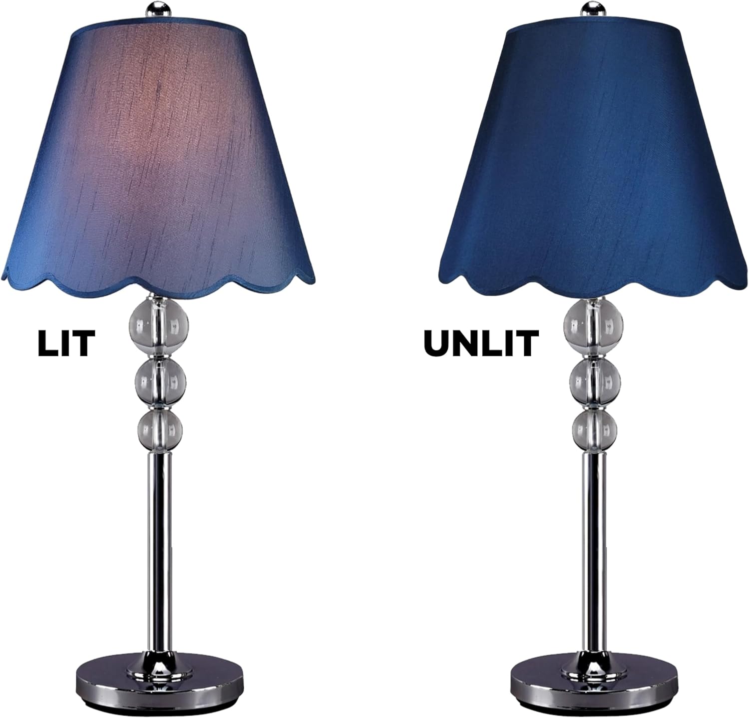 Royal Designs, Inc. Set of 2 Round Scalloped Bottom Medium Lamp Shade for Table Lamp, Spider Fitter, 7 x 13 x 10 in, Navy Blue, 2 Pack