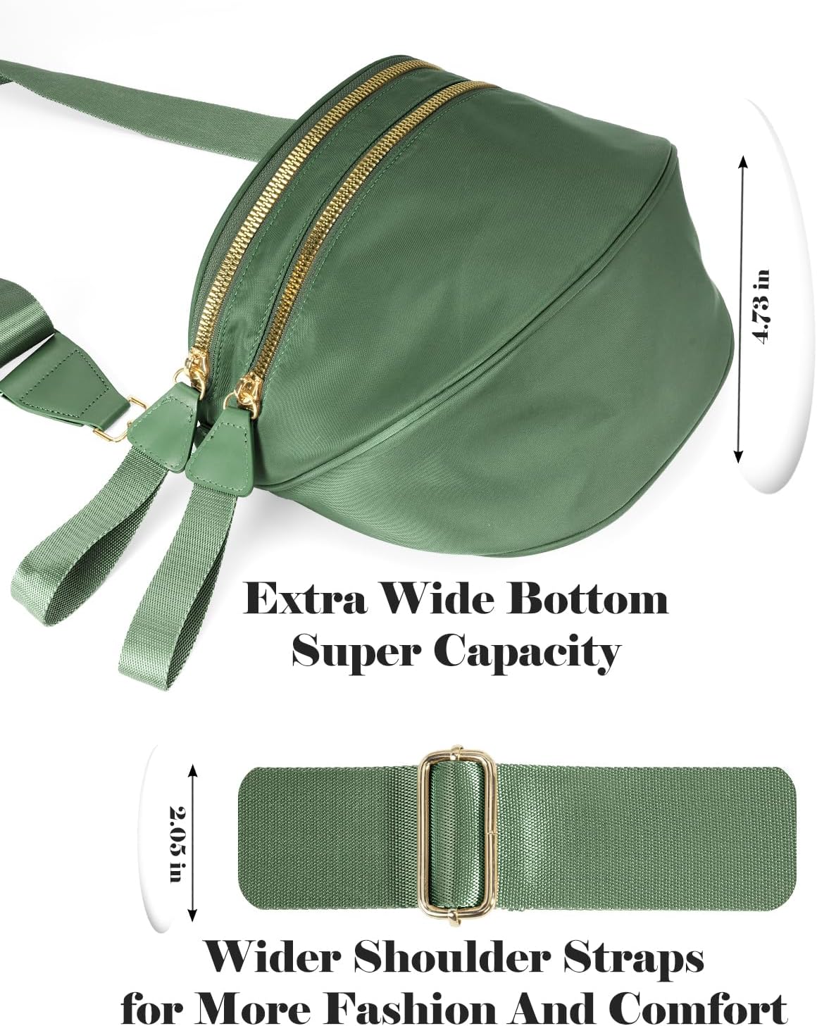 Pure Colour Crossbody Bag Bum Bag for Women,Spacious Purse Fanny Packs Belt Bag,Oversized Bum Bag (Colour Bum Bag-Bean Green) - Image 5