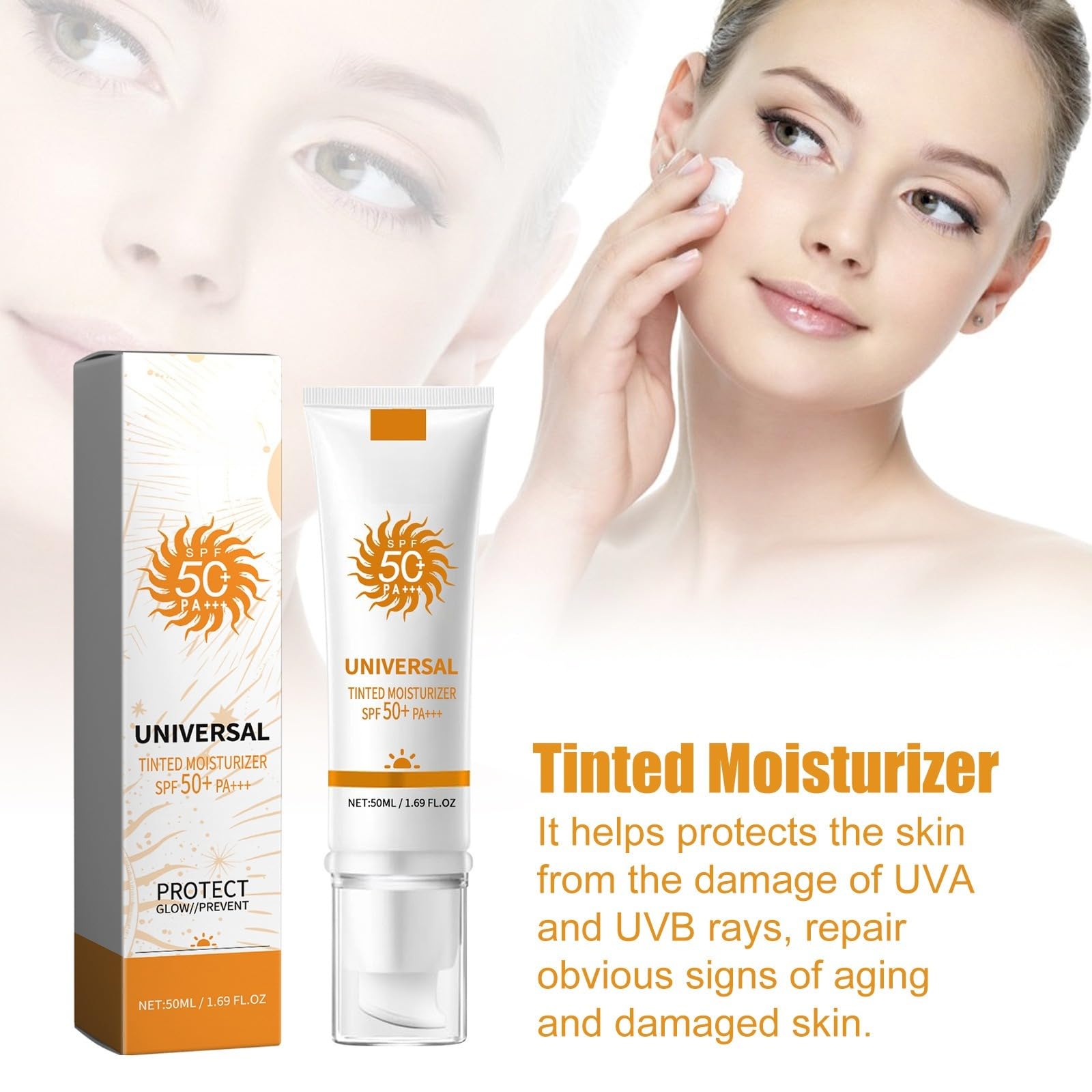 Tinted Sunscreen SPF50 PA+, Hydrating Mattifying Non-Greasy Water Resistant