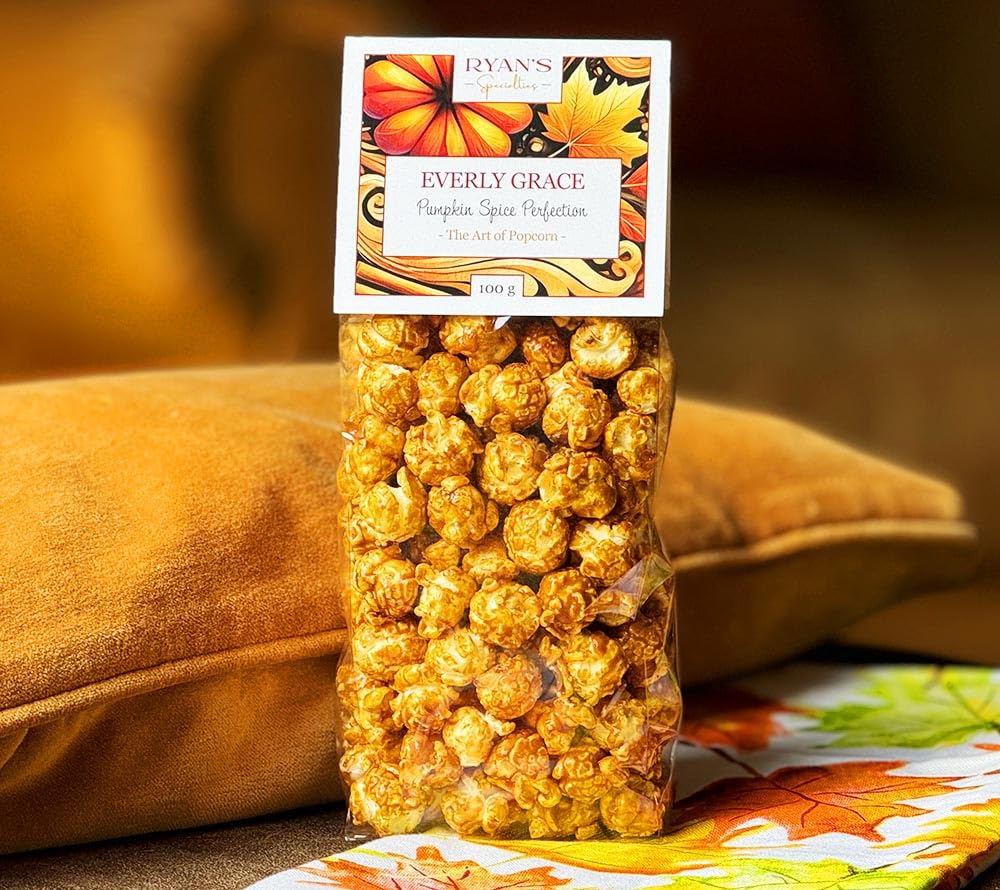 Everly Grace Pumpkin Spice - Juego de té orgánico suelto y palomitas de maíz crujientes en otoño, mezclas de otoño hechas a mano con canela, nuez moscada, clavo y calabaza, con té negro, té de