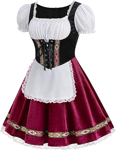 Miniatura 2 de Colorful House Disfraz de Oktoberfest para mujer, vestido de tirolesa de cerveza para carnaval de Halloween bávaro alemán