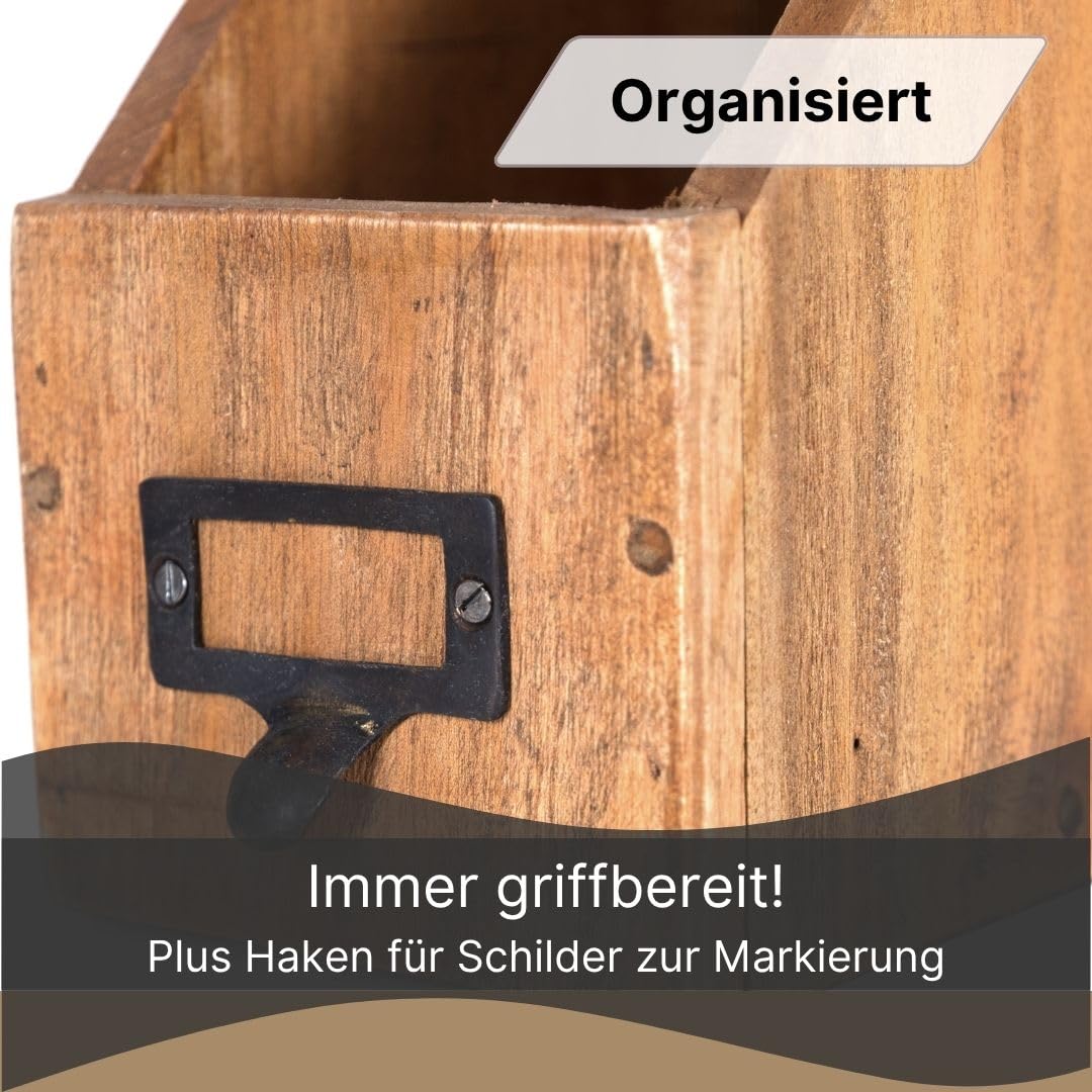 DESIGN DELIGHTS STEHSAMMLER NOTA | Mahagoni Holz, 30x29x11 cm (TxHxB) | Zeitschriftensammler, Holz Stehordner, Schreibtisch Büro Organizer
