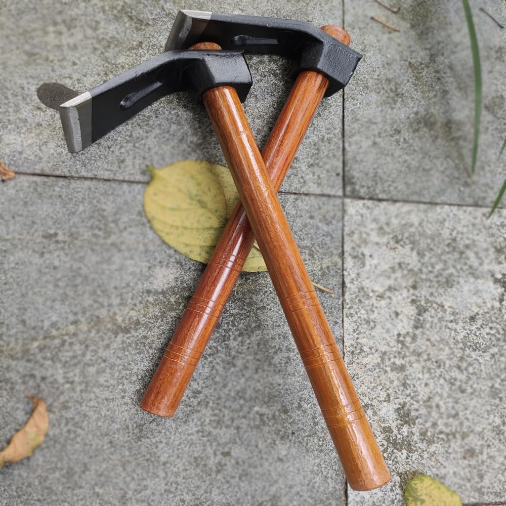 Garden Hoe Tool Small Action Hoe, Loosening Soil and Weeding,Knockable and Removable Nails,Hand Long Handle Weed Garden Tool,Digging and Rooting (5.90in×2.55in,1.47lb)