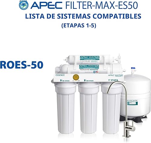 Vista 7 de APEC FILTER-MAX-ES50 50 GPD Set completo de filtro de repuesto de alta capacidad para la serie Essence sistema de filtro de agua de ósmosis inversa