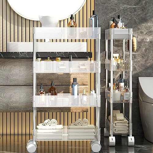 Miniatura 2 de Carrito de almacenamiento de acrílico, estantes esquineros delgados de 5.1 pulgadas de ancho, organizador de almacenamiento de 2 a 4 niveles, unidad