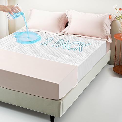 Miniatura 10 de Almohadillas de cama de tamaño King – 34 x 76 pulgadas, lavables, impermeables, protectores de colchón, almohadillas reutilizables para