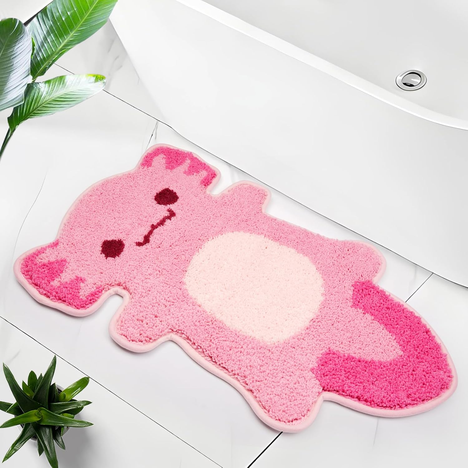 Axolotl Bathroom Rugs -Pink Bath Mat Animal Shaped Bath Mats | for Kids & Adults, Soft Absorbent Funny Bathroom Carpet, Unique Gift for Axolotl Lovers (19"x30")