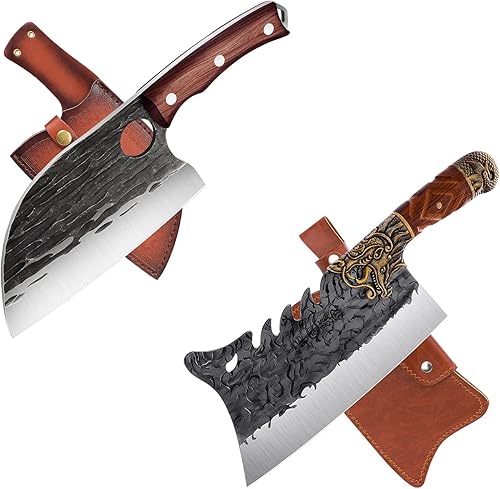 Cuchillo de chef serbio con cuchillo de carne forjada, cuchillo para deshuesar carnicero, regalo vikingo para hombres para caza al aire libre,