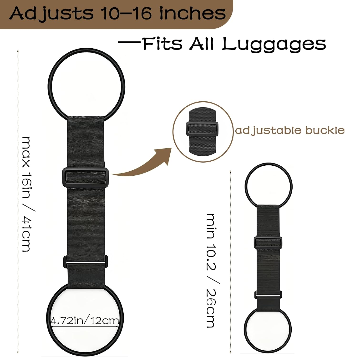2Pack Adjustable Luggage Straps for Suitcases, Connect Bag to Suitcase | Strong & Durable Polyesterd, Convenient Travel, Travel Essentials, Extremely Travel-friendly for Seniors & Women