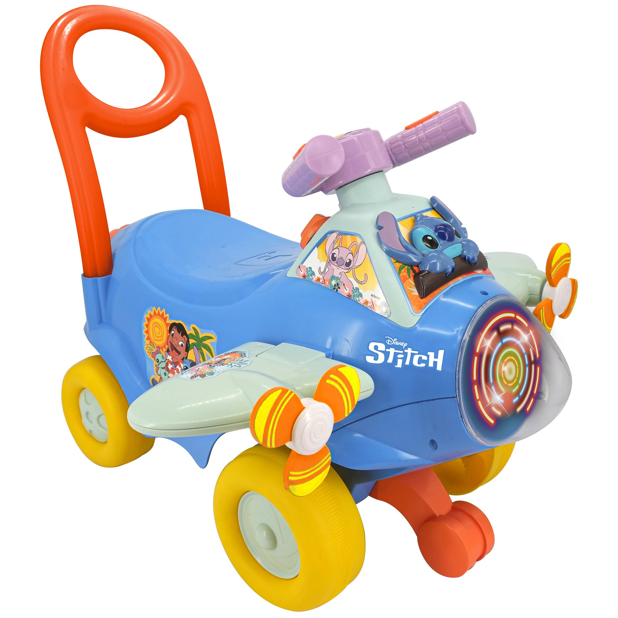 Disney Lilo & Stitch Ride On Toy Plane - Interactive Car for Kids with Lights & Sounds, Steering Wheel Activities, Push Along For Balance & Coordination - Ride-On Toys for 1 Year Old, Boys, Girls