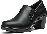 DREAMPAIRS Women's LOLA Low Chunky Block Heel Pumps - Comfortable Slip-On Loafers for Office Work & Business