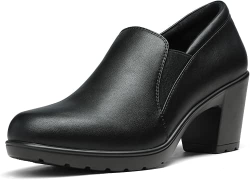 DREAM PAIRS Women's Low Chunky Block Heels Pumps Comfortable Slip-on