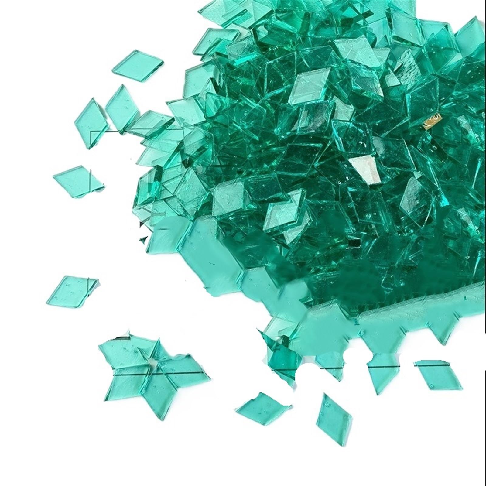 mosaic pieces 115g/4oz (Approx. 200pcs) Rhombic Mica Mosaic Tiles Translucent Micaceous Tile DIY Craft Materials Candleholder/Lampshade/Window for Home Garden Decoration Art Projects(Blue-Transparent)