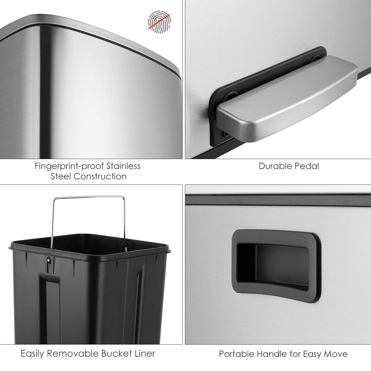 Buy Dual Step Trash Can, 16 Gallon (60L) Classified Recycle Garbage Bin