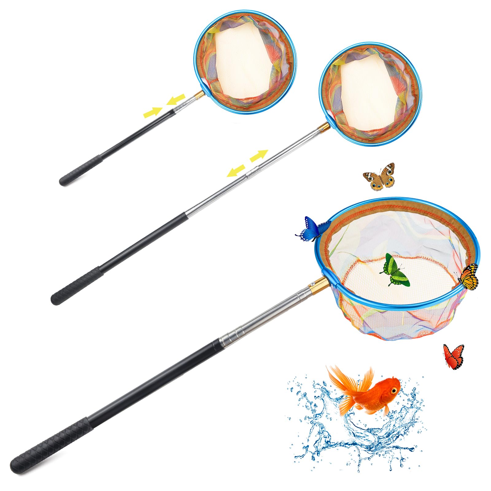 Red telescópica para niños 66-145 cm para atrapar insectos pesca estanque piscina jardín playa