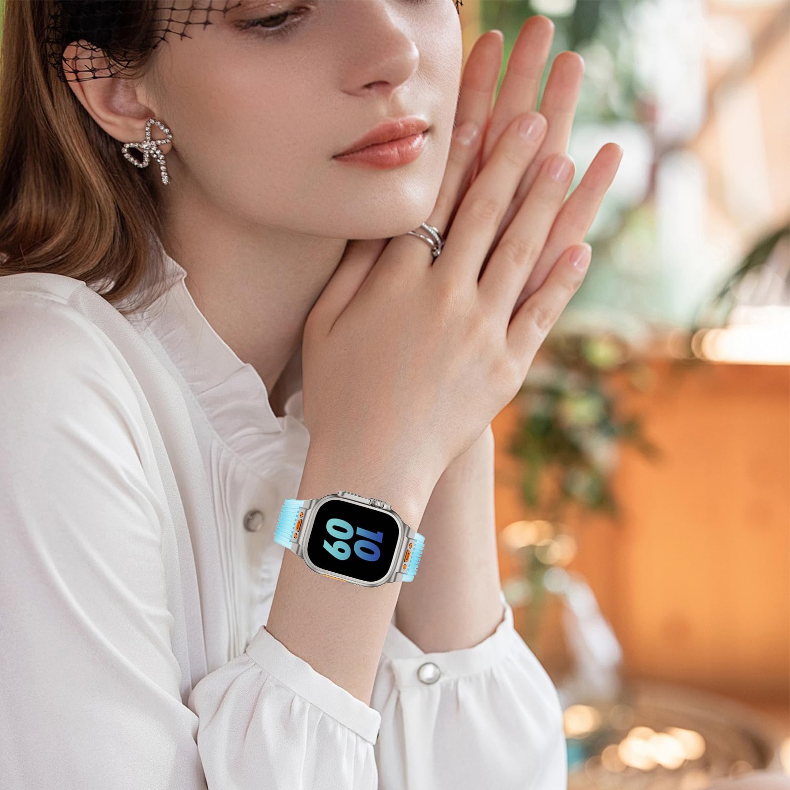 SEURE Bracelet conçu pour Apple Watch Ultra 2/Ultra 49 mm, Series 9/8/7 45 mm, Series SE2/6/SE/5/4 44 mm, Series 3/2/1 42 mm - Bracelet de sport en silicone souple - Bracelet de rechange robuste avec