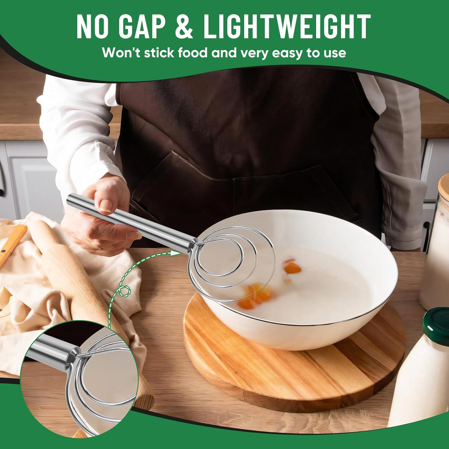 Danish Dough Whisk Stainless Steel Hook Dutch Bread Mixer Hand Tool for Sourdough Baking Making Blending Pastry Pizza - Image 7