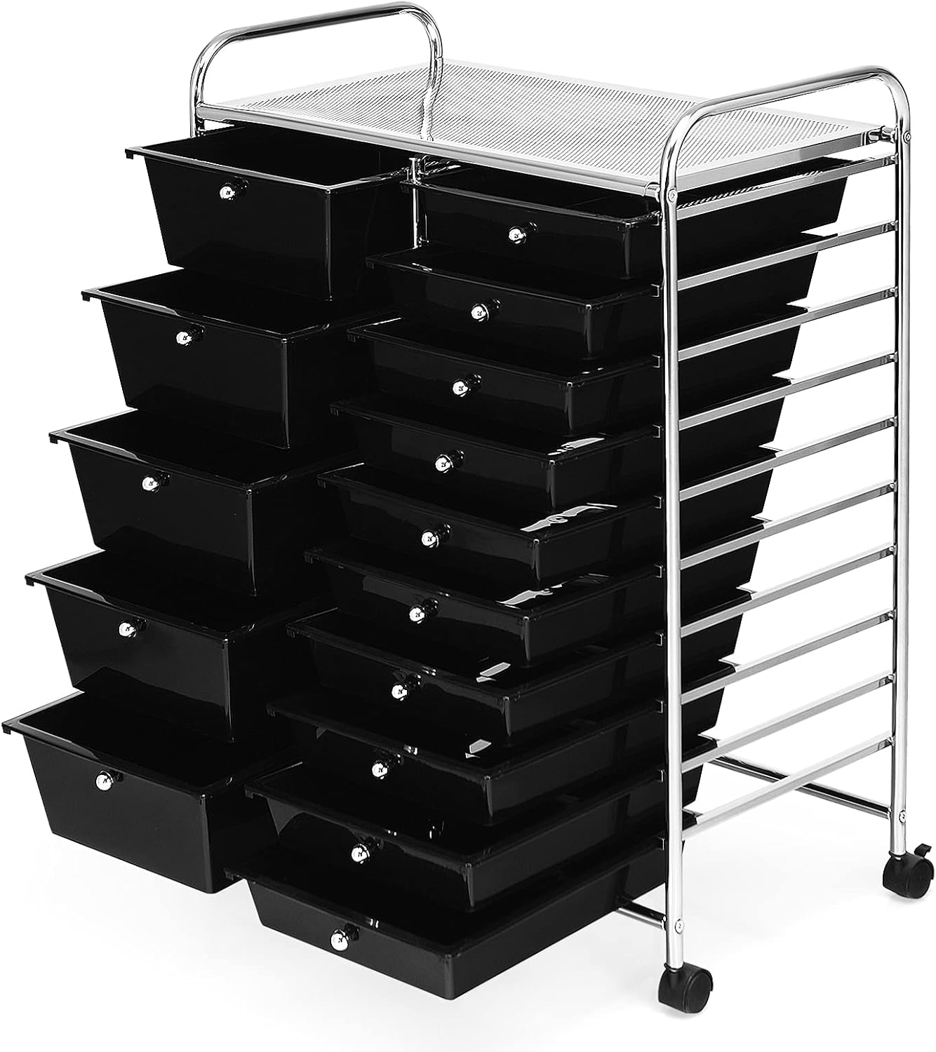 DORTALA 15Drawer Rolling Storage Cart with Drawers, Tools Scrapbook Paper Organizer