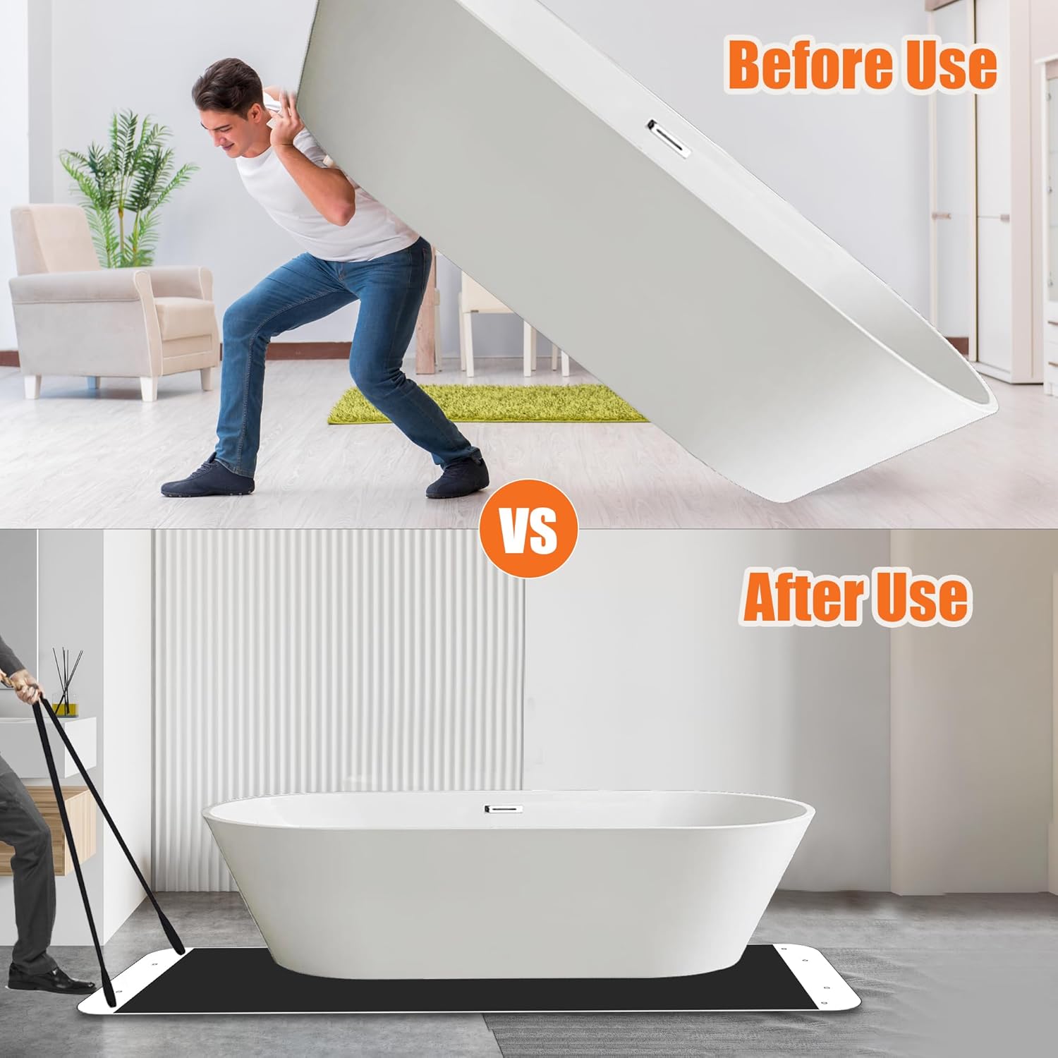 Spa Moving Sled, Oversized Hot Tub Sled Mover with Pull Cables, Yard Drag Sled Mat Yard Glide Mat, Multipurpose Mover for Heavy Duty Moving Furniture 40" x 110" 1