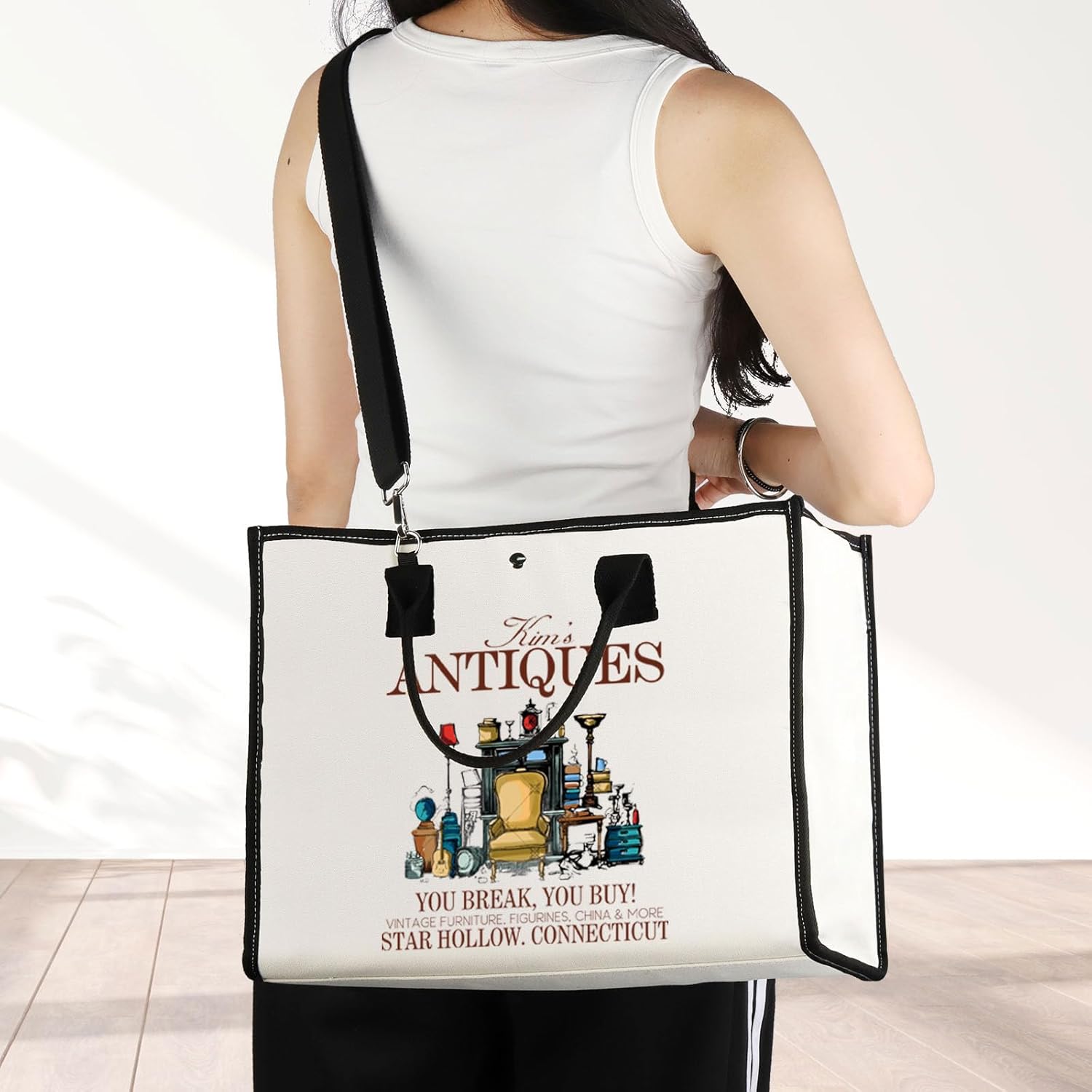 JNIAP Kim's Antiques Tote Bag Rory And Lorelai Gifts Luke's Diner Gifts Stars Hollow Shoulder Bag - Image 7