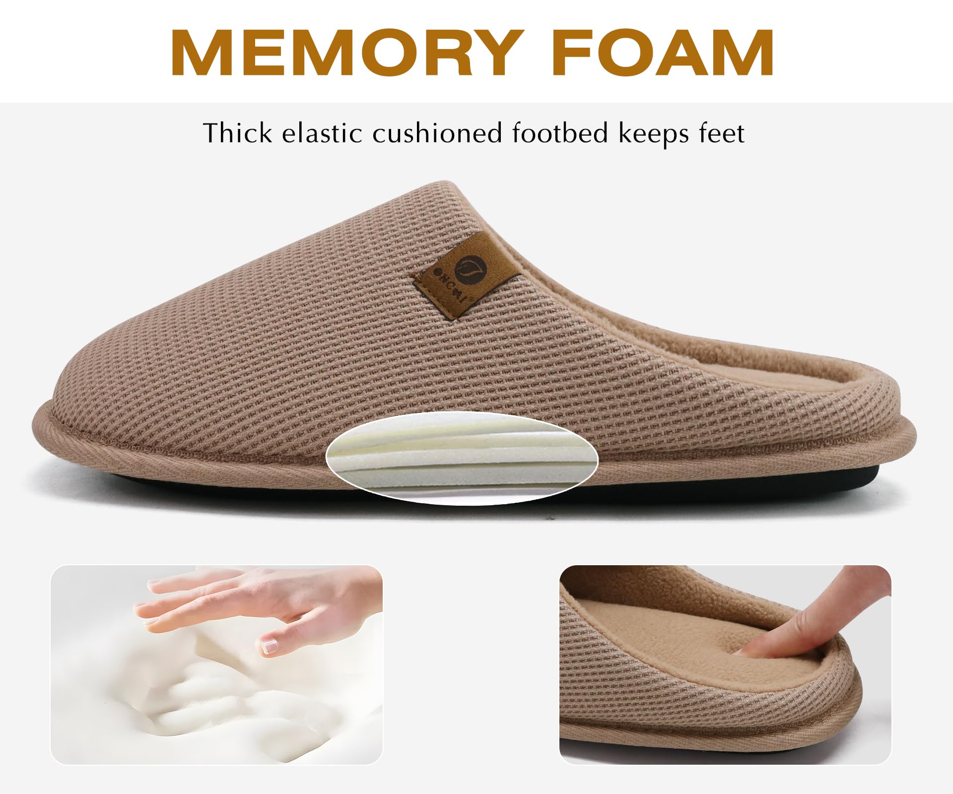 ONCAI Pantofole da Uomo Invernali Ciabatte da Casa con Memory Foam Calde Pelliccia Sintetica Cotone Scarpe Accogliente Antiscivolo Suola EU Dimensione 40-49