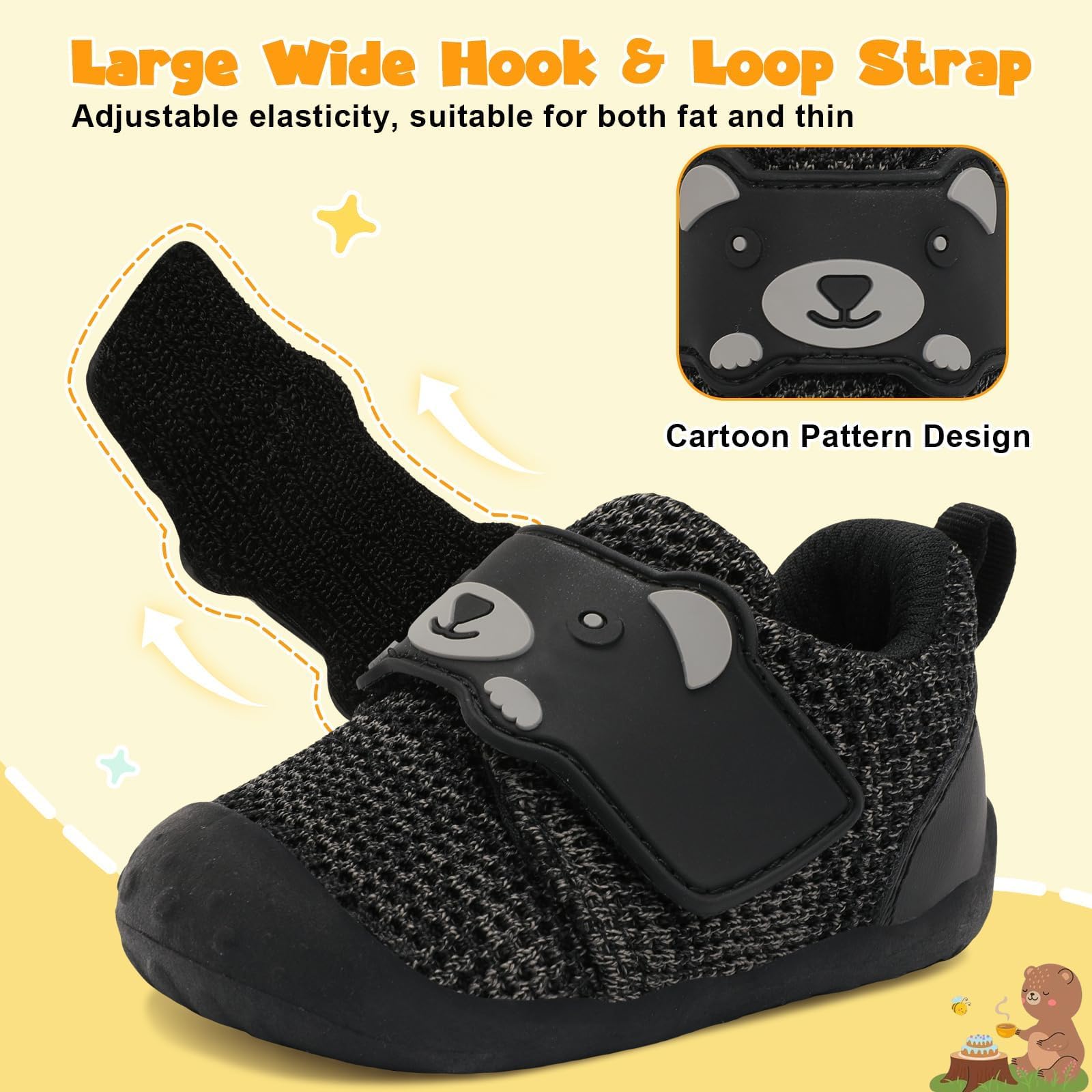 JOINFREE Baby Walking Wide Shoes Infant Boys Girls Breathable Barefoot Shoes Crib Tennis Shoes Lightweight Non-Slip Sneakers First Walkers — view 4