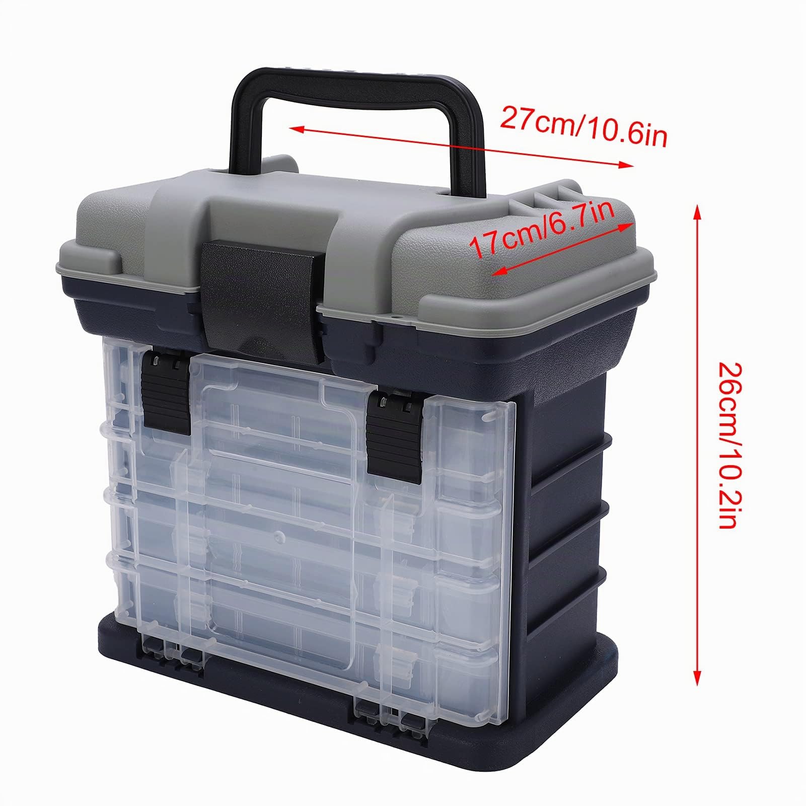 Cassetta Pesca, 4 Strati Cassetta Pesca Cassetta Pesca Porta Accessori Manico in plastica per pescherecci, lenze Pesca