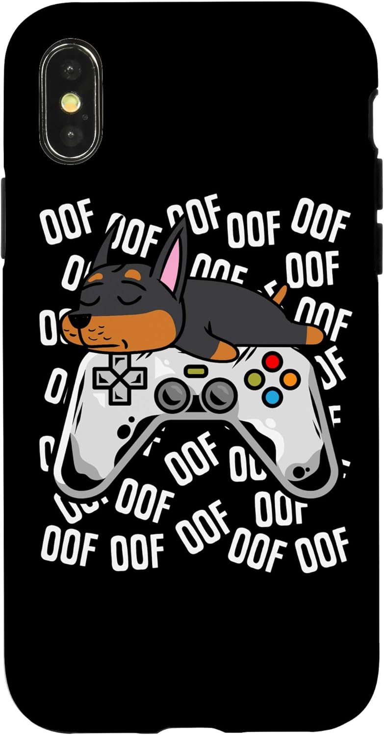 iPhone 11 Pro Max Doberman Video Game Noob Oof Kids Boys Girls Gift Case