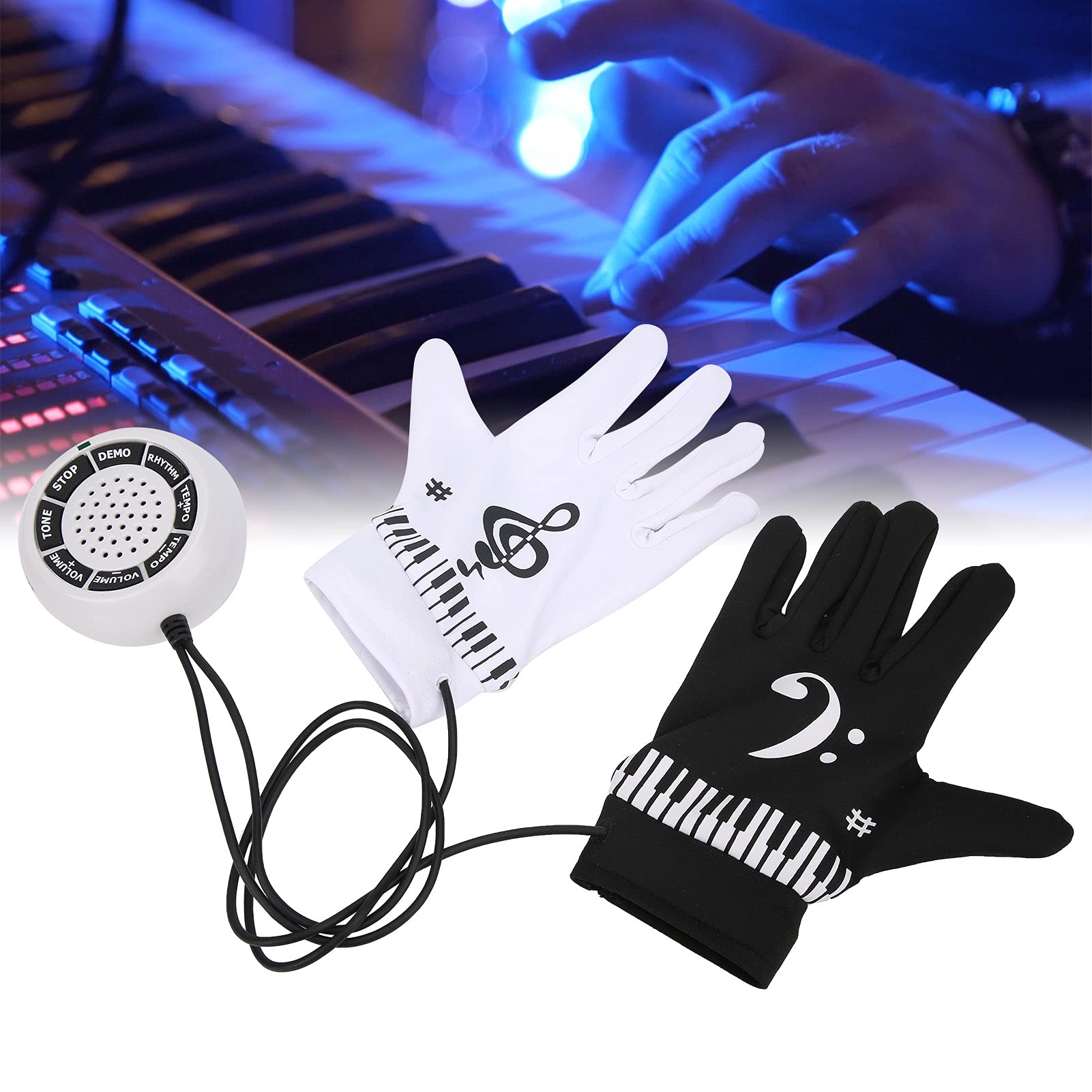 KIMISS Guanti per pianoforte elettronico senza fili, per musicisti, versione senza batteria, comodi e regolabili, per esercitarsi con la tastiera e prestazioni